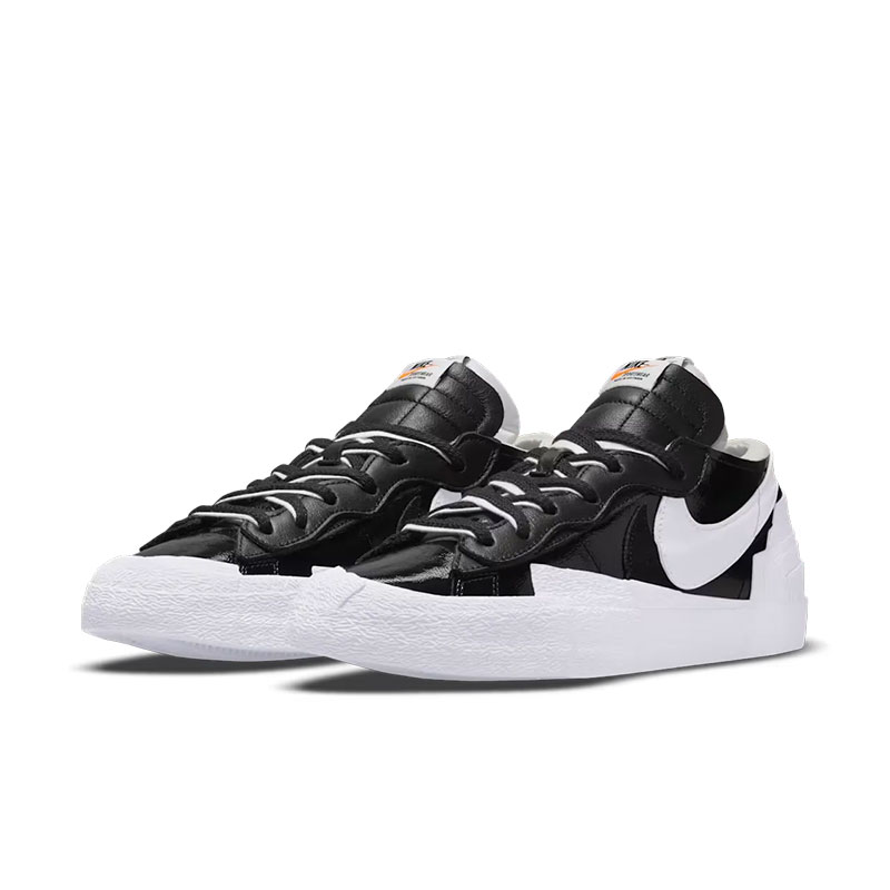 کفش مردانه نایک Blazer Low x sacai 'Black Patent' مدل DM6443-001 رنگ مشکی سفید